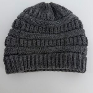One Size‎ Charcoal Grey Heather Ribbed Knit Beanie Hat